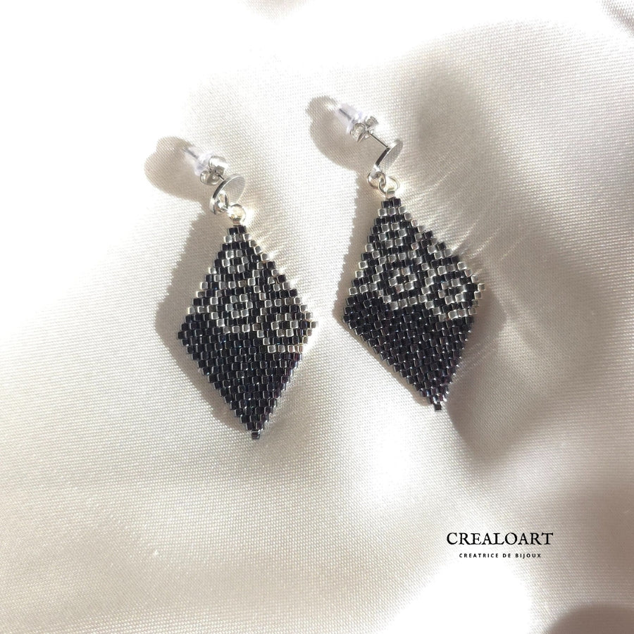 Boucles d'oreilles Losange Argentée