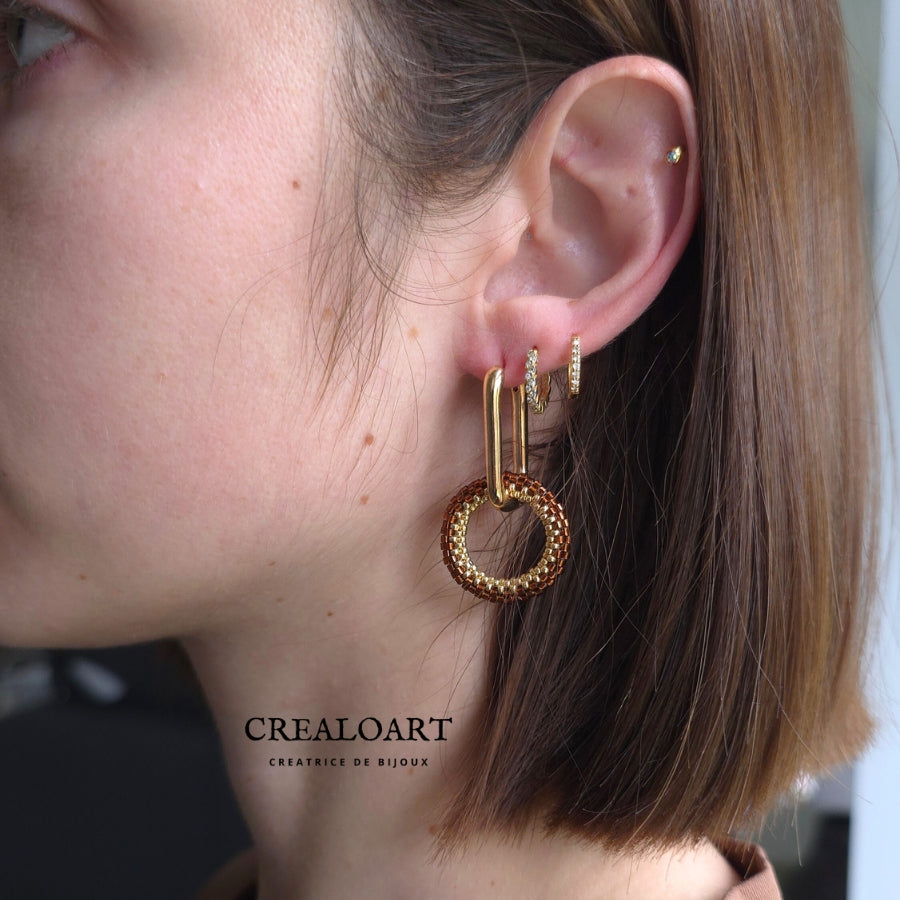 Boucles d'oreilles ORÉA Rouille/Marron