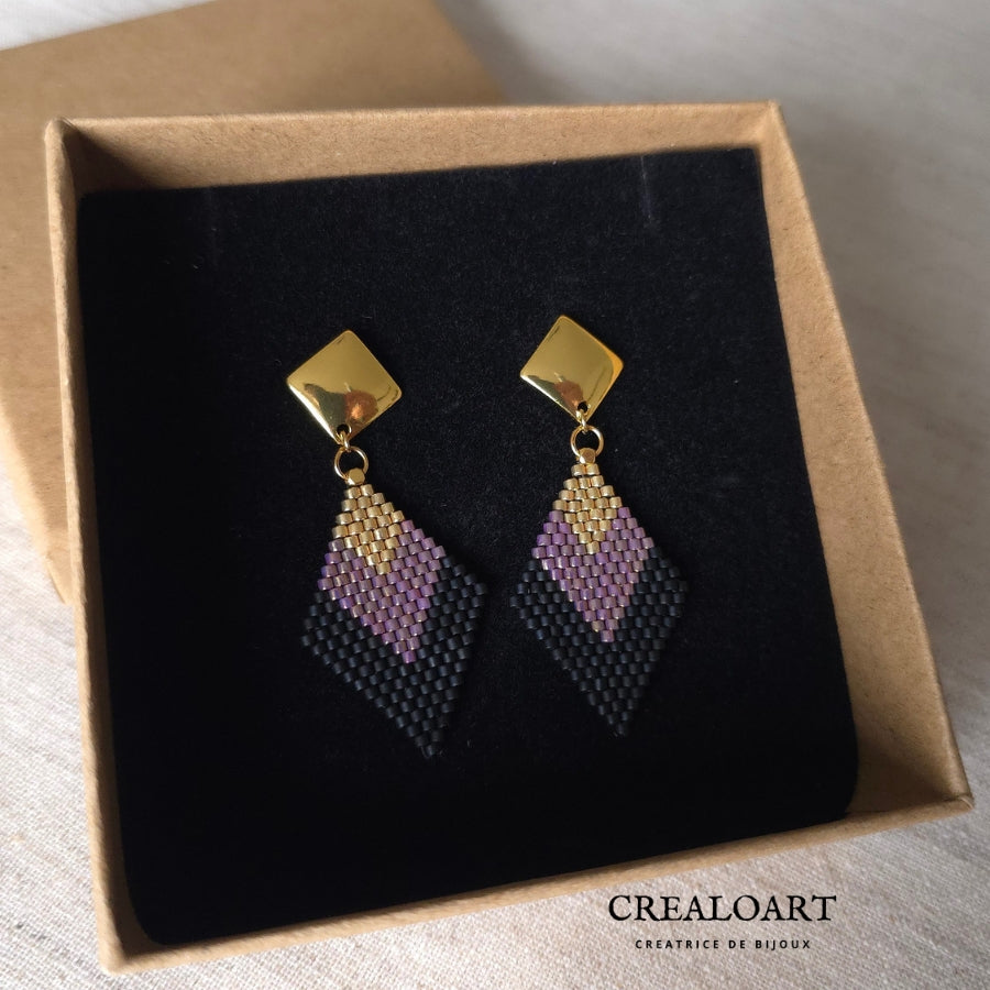 Boucles Losange Rose Gold Irisée