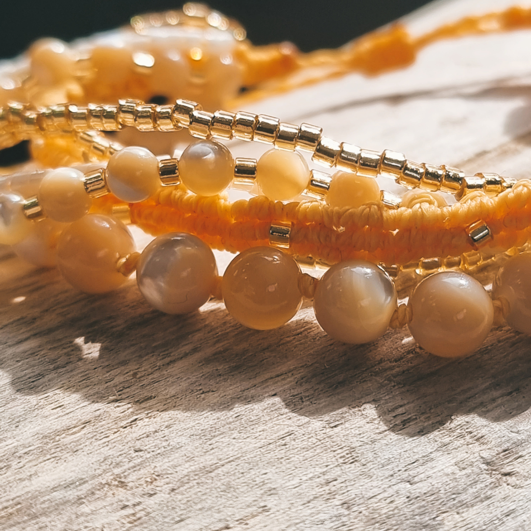 Bracelet Multi-rangs Pierre de Lune - MANDARINE