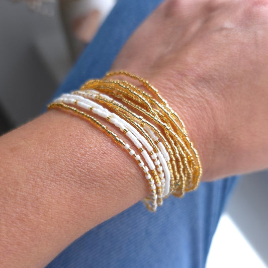 Collier/Bracelet Or & Blanc