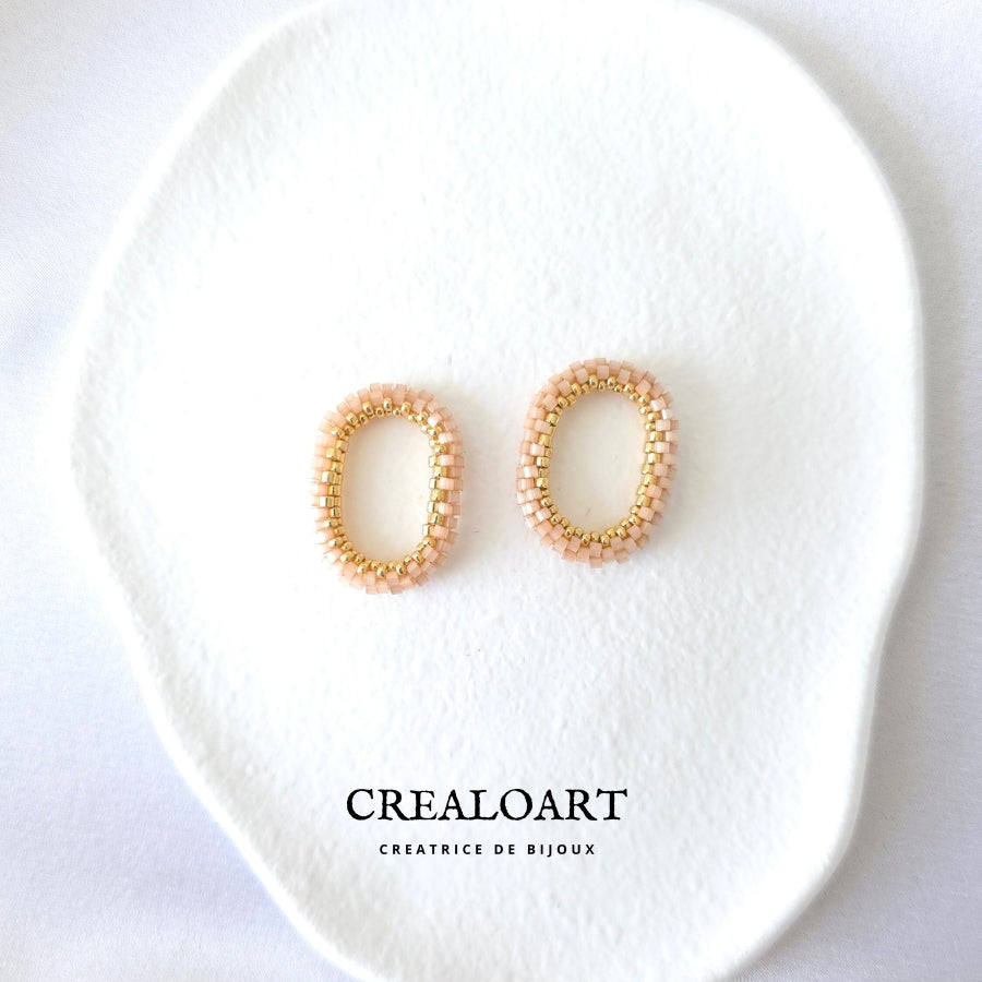 Parrure Rose Poudrée (Boucles d'oreilles ORÉA)