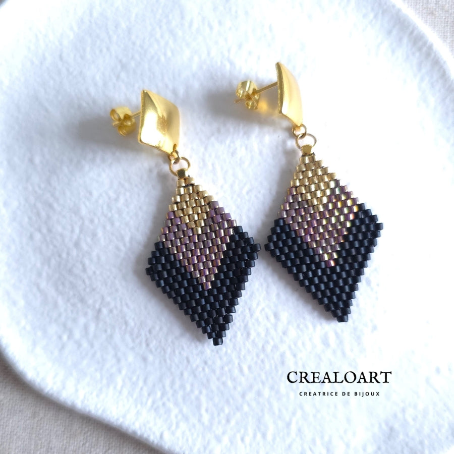 Boucles Losange Rose Gold Irisée