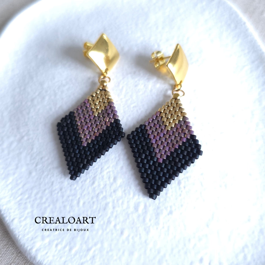 Boucles Losange Rose Gold Irisée