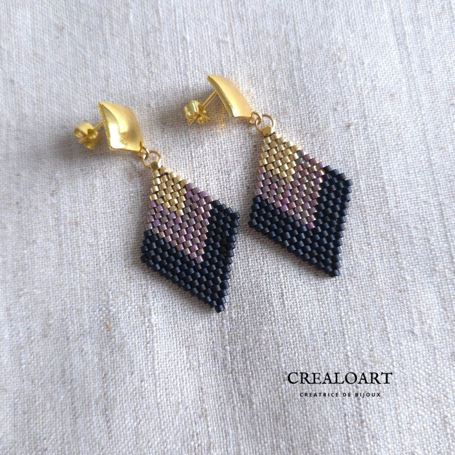 Boucles Losange Rose Gold Irisée