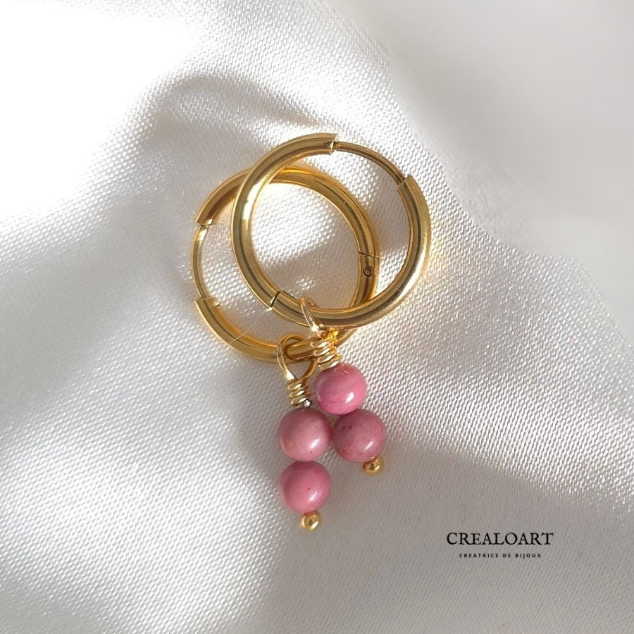 Boucles d'Oreilles PAMPILLES Rhodonite