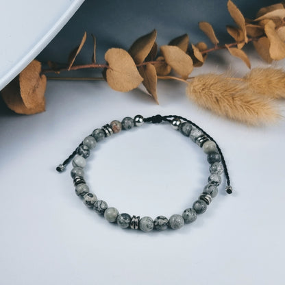 Bracelet Homme - Pierres Laradorite gris