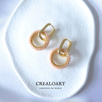 Parrure Rose Poudrée (Boucles d'oreilles ORÉA)