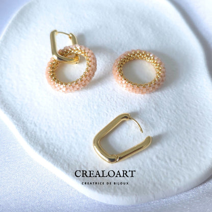 Parrure Rose Poudrée (Boucles d'oreilles ORÉA)