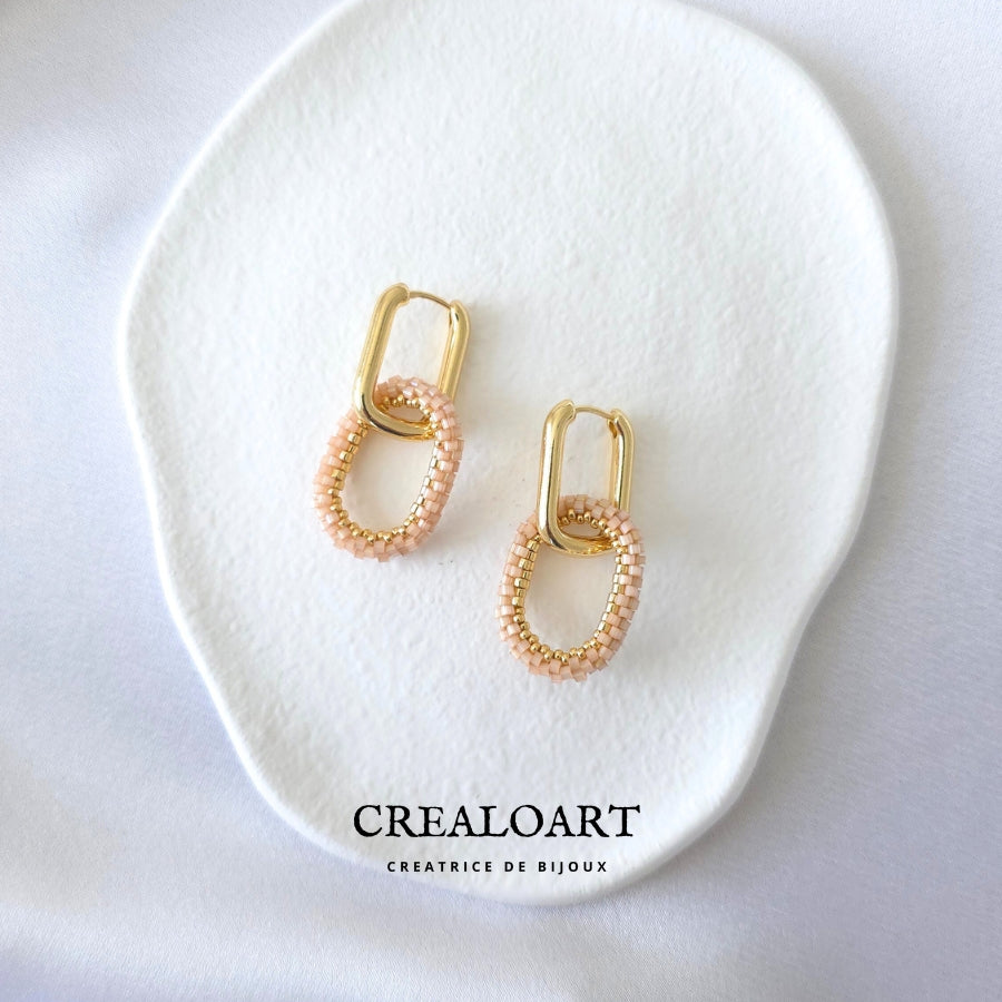 Parrure Rose Poudrée (Boucles d'oreilles ORÉA)