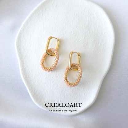 Parrure Rose Poudrée (Boucles d'oreilles ORÉA)