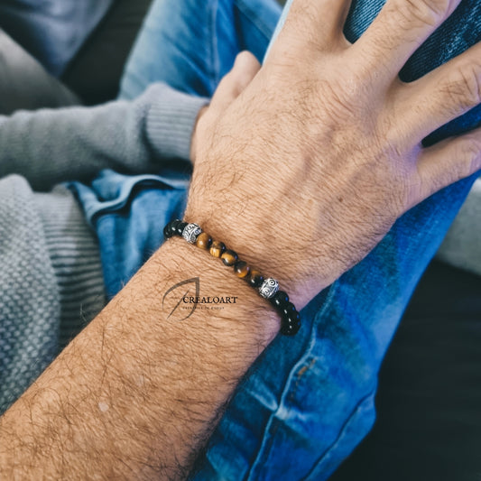 Bracelet Homme Simple Obsidiennes & Oeil de Tigre