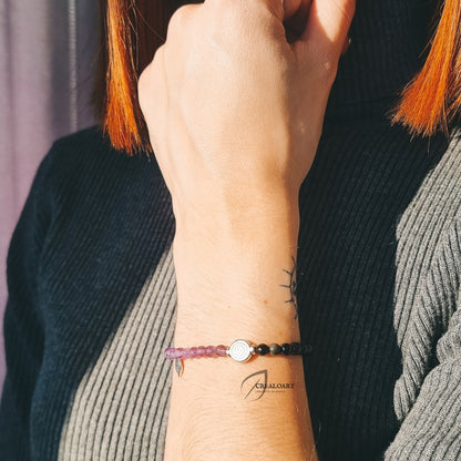 Bracelet Femme Simple Améthyste & Obsidiennes