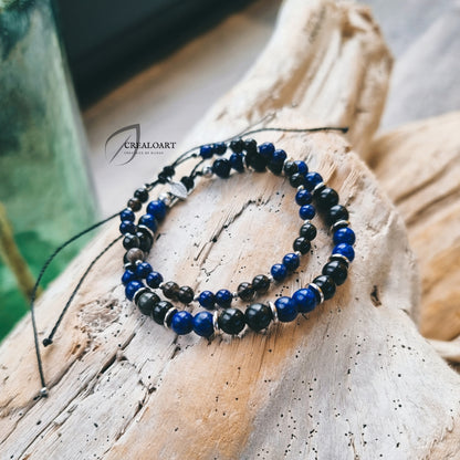 Bracelets DUO - Obsidienne et Lapis Lazuli